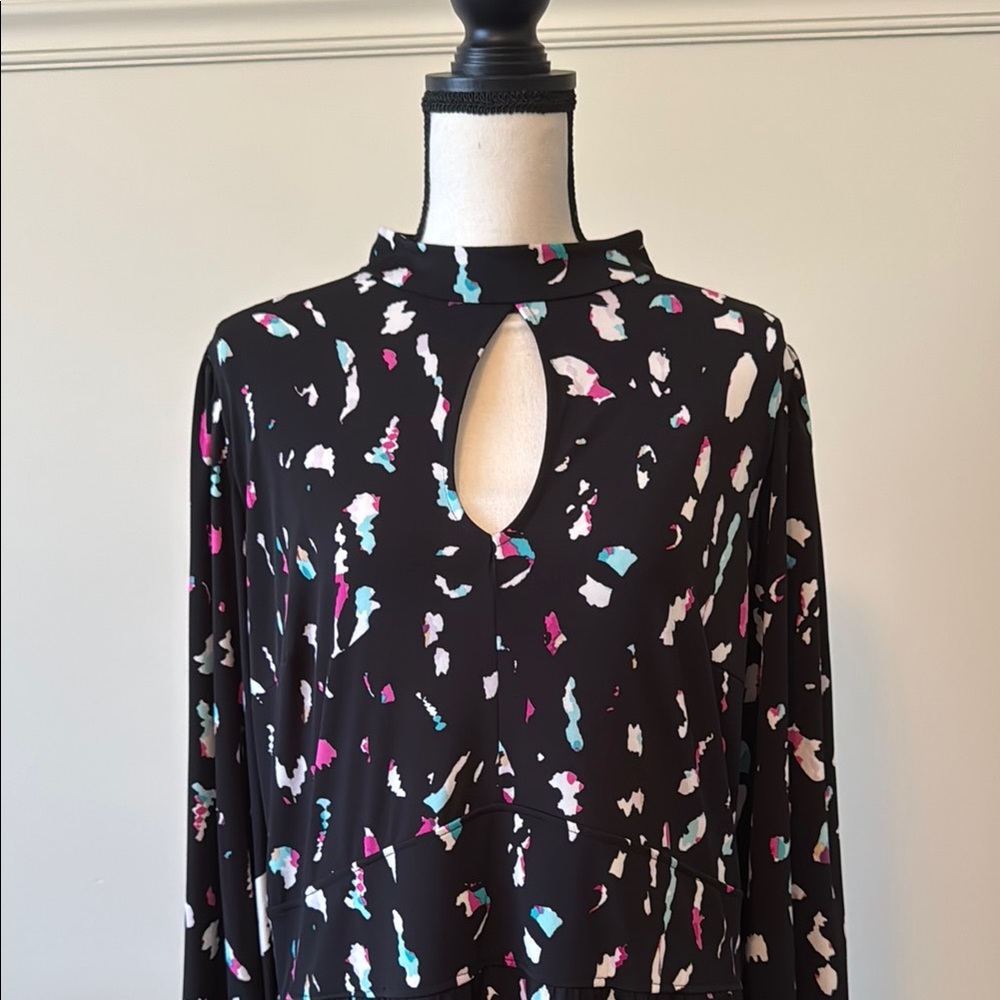 Lane Bryant Black High-Low Dress with Bishop Sleeves